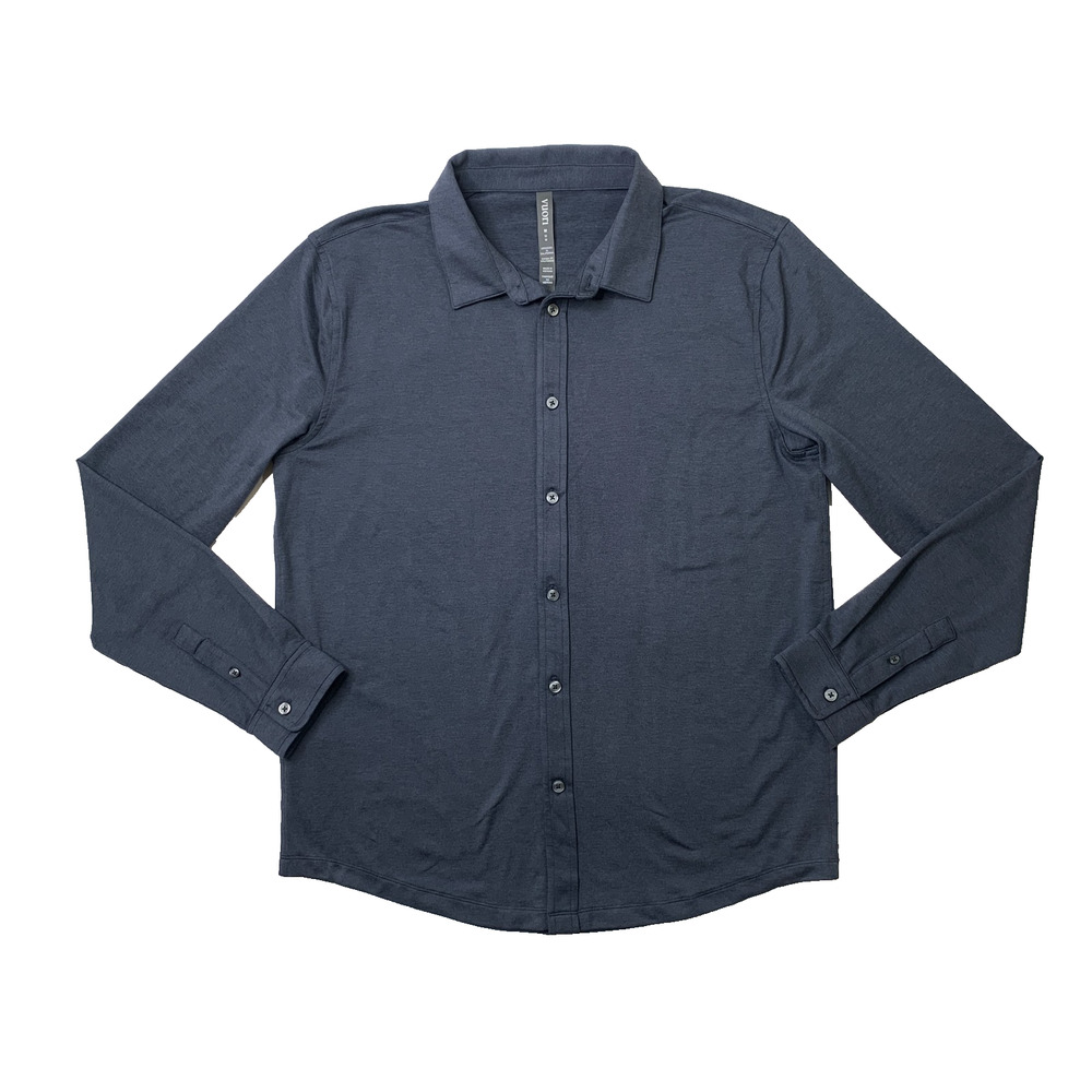 Vuori Shirt Mens M Medium Navy Ponto Long Sleeve Button Up Performance Stretch